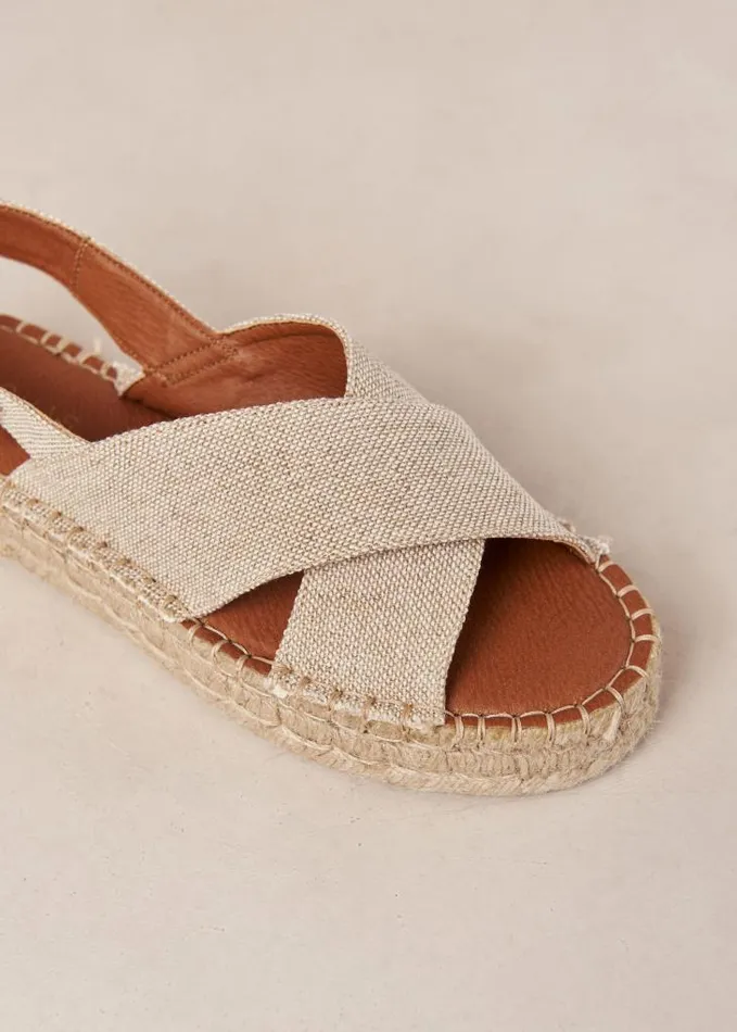 ALOHAS Espadrilles Women Crossed 8211 Beige Canvas Espadrilles