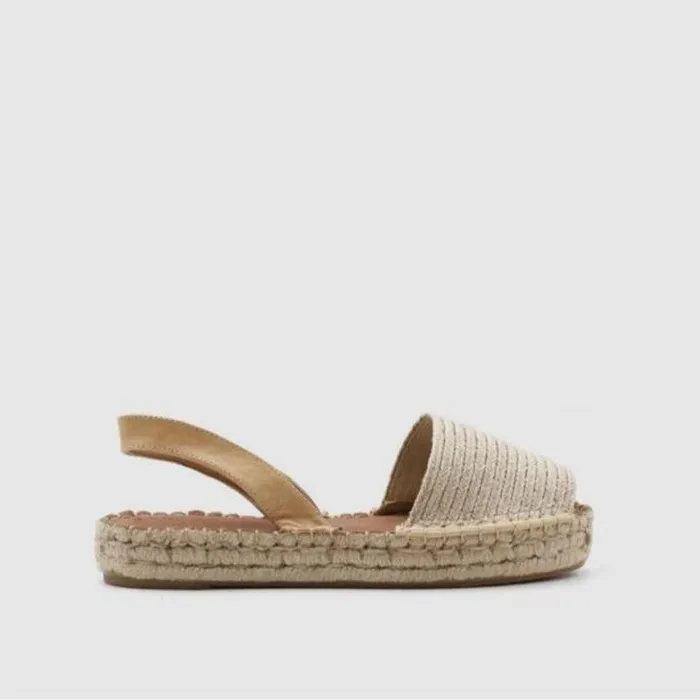 ALOHAS Espadrilles Women Ibizas Platform Raffia 8211 Beige Leather Espadrilles