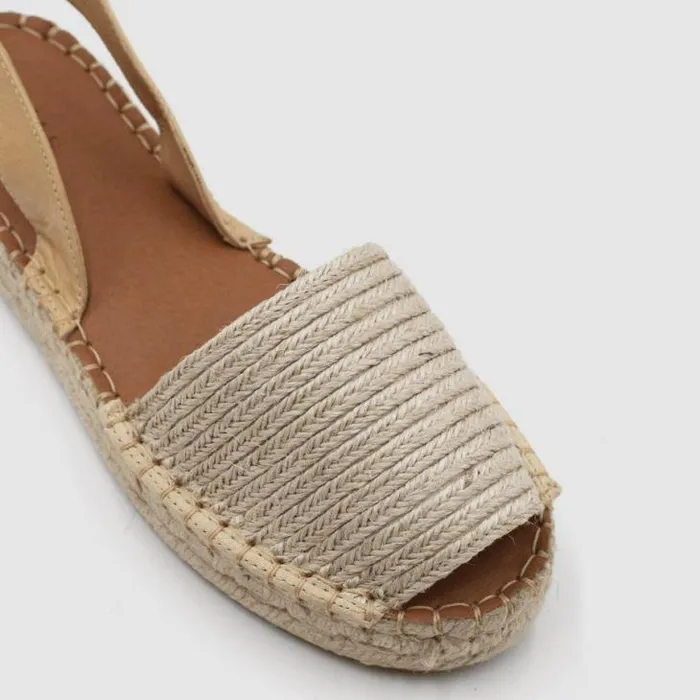 ALOHAS Espadrilles Women Ibizas Platform Raffia 8211 Beige Leather Espadrilles