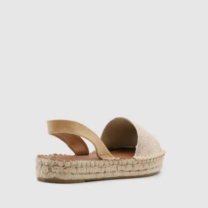 ALOHAS Espadrilles Women Ibizas Platform Raffia 8211 Beige Leather Espadrilles