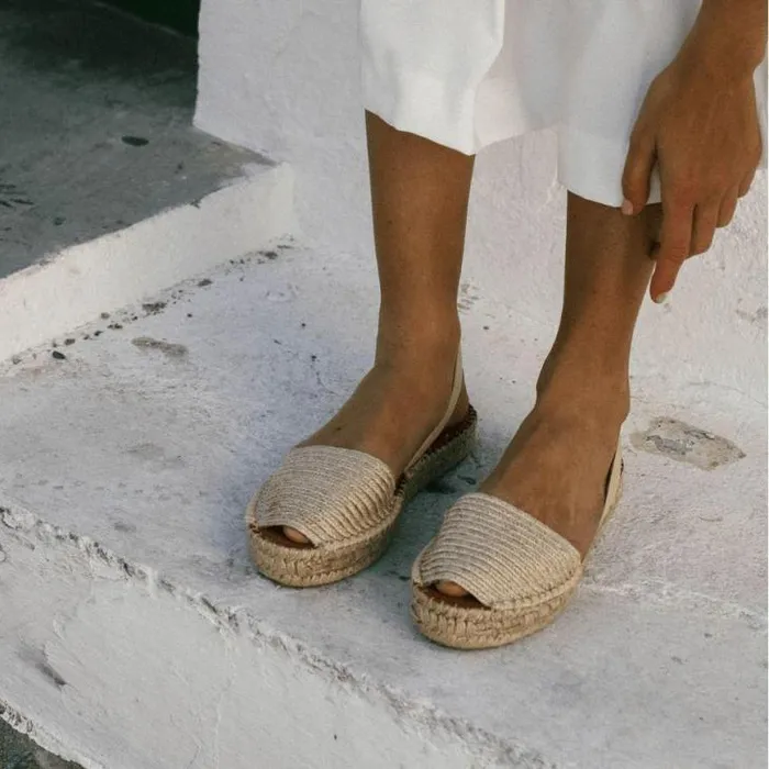 ALOHAS Espadrilles Women Ibizas Platform Raffia 8211 Beige Leather Espadrilles