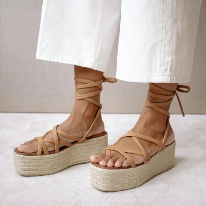 ALOHAS Espadrilles Women PawPaw 8211 Brown Leather Espadrilles
