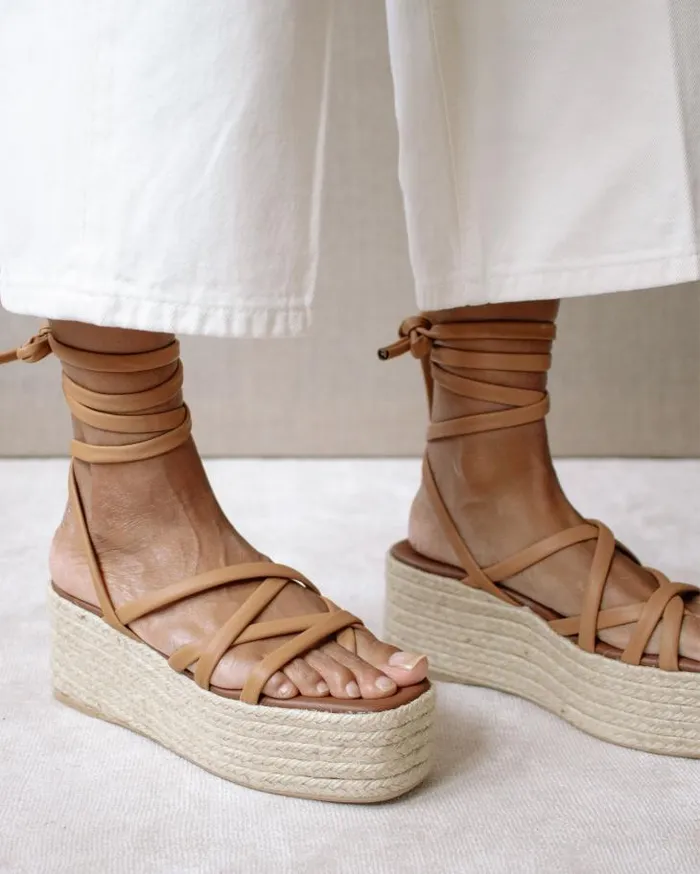 ALOHAS Espadrilles Women PawPaw 8211 Brown Leather Espadrilles