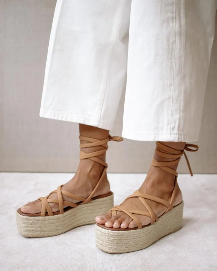 ALOHAS Espadrilles Women PawPaw 8211 Brown Leather Espadrilles