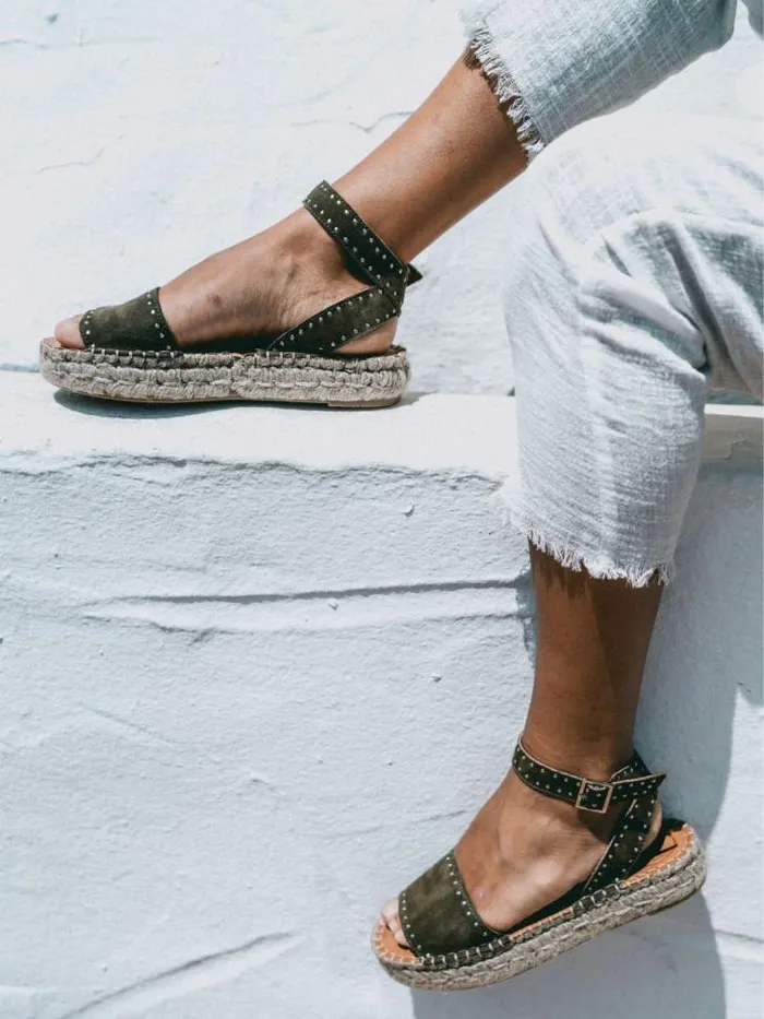 ALOHAS Espadrilles Women Rome 8211 Green Suede Espadrilles