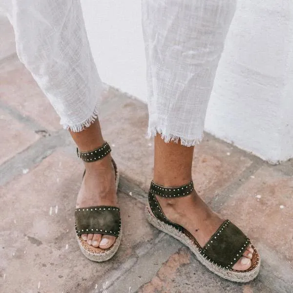 ALOHAS Espadrilles Women Rome 8211 Green Suede Espadrilles