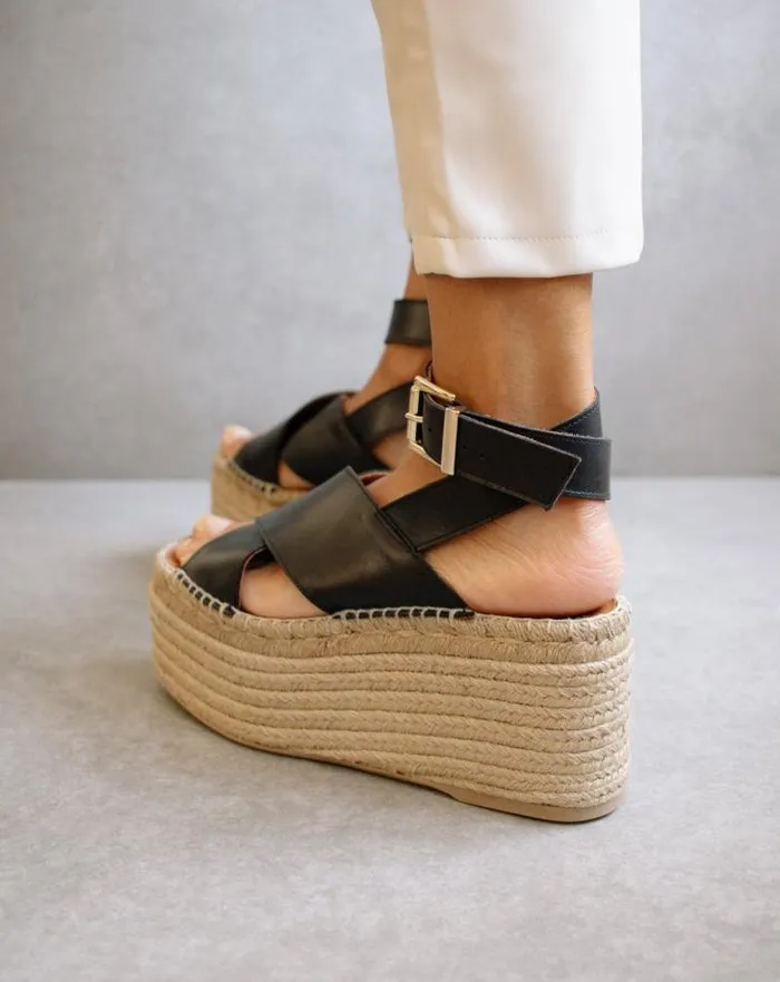 ALOHAS Espadrilles Women Willow 8211 Black Leather Espadrilles