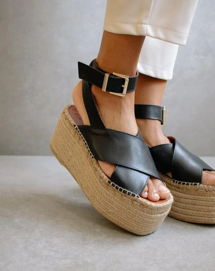 ALOHAS Espadrilles Women Willow 8211 Black Leather Espadrilles