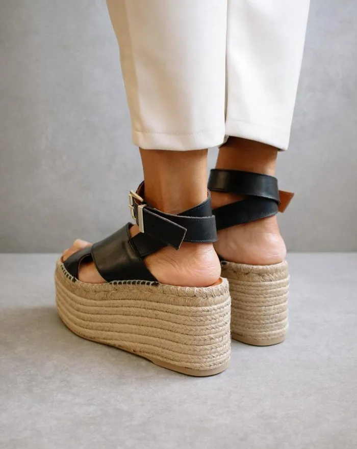 ALOHAS Espadrilles Women Willow 8211 Black Leather Espadrilles