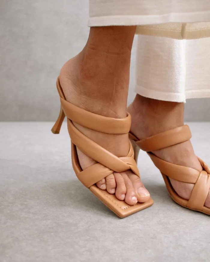 ALOHAS Heels Women Amaretto 8211 Brown Leather Sandals