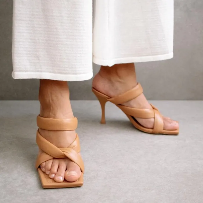 ALOHAS Heels Women Amaretto 8211 Brown Leather Sandals