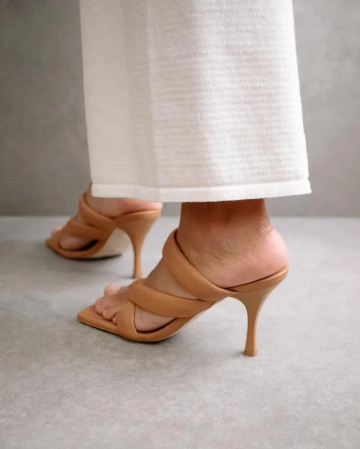 ALOHAS Heels Women Amaretto 8211 Brown Leather Sandals