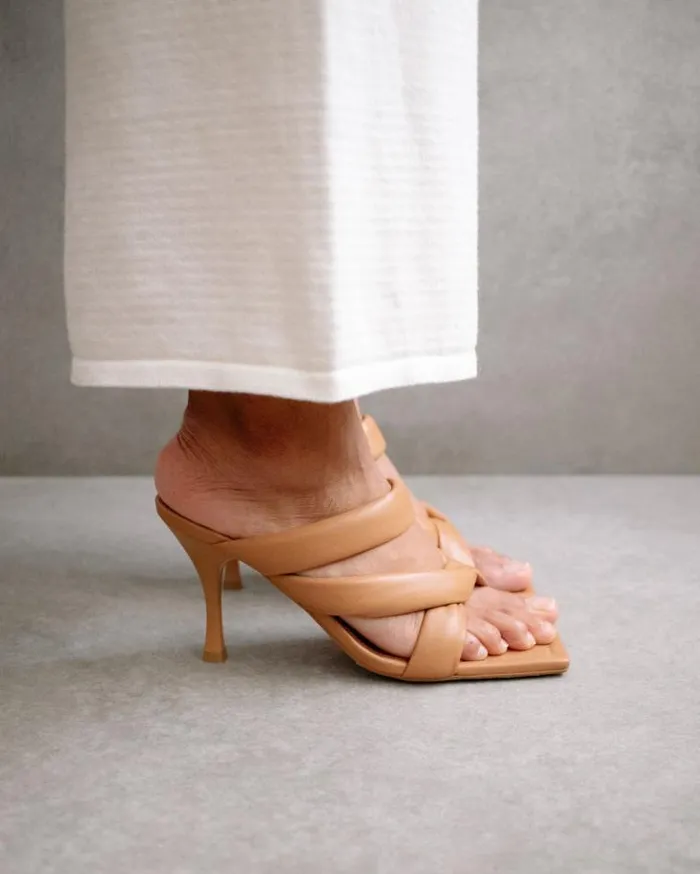 ALOHAS Heels Women Amaretto 8211 Brown Leather Sandals