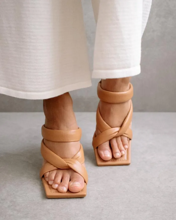 ALOHAS Heels Women Amaretto 8211 Brown Leather Sandals
