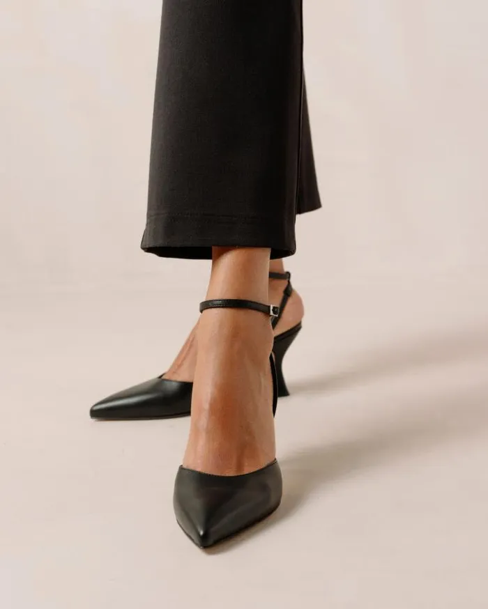 ALOHAS Heels Women Cinderella 8211 Black Leather Pumps