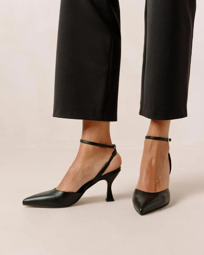 ALOHAS Heels Women Cinderella 8211 Black Leather Pumps