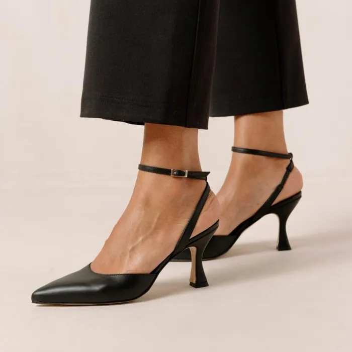 ALOHAS Heels Women Cinderella 8211 Black Leather Pumps