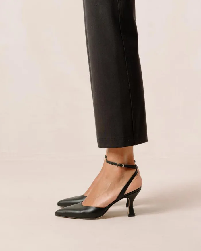 ALOHAS Heels Women Cinderella 8211 Black Leather Pumps
