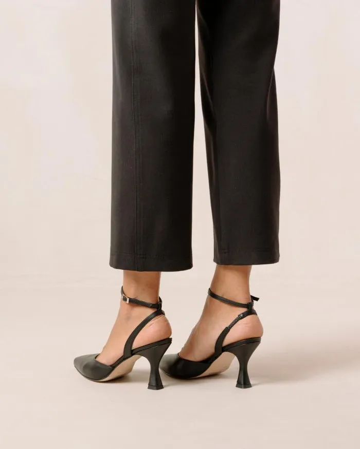 ALOHAS Heels Women Cinderella 8211 Black Leather Pumps