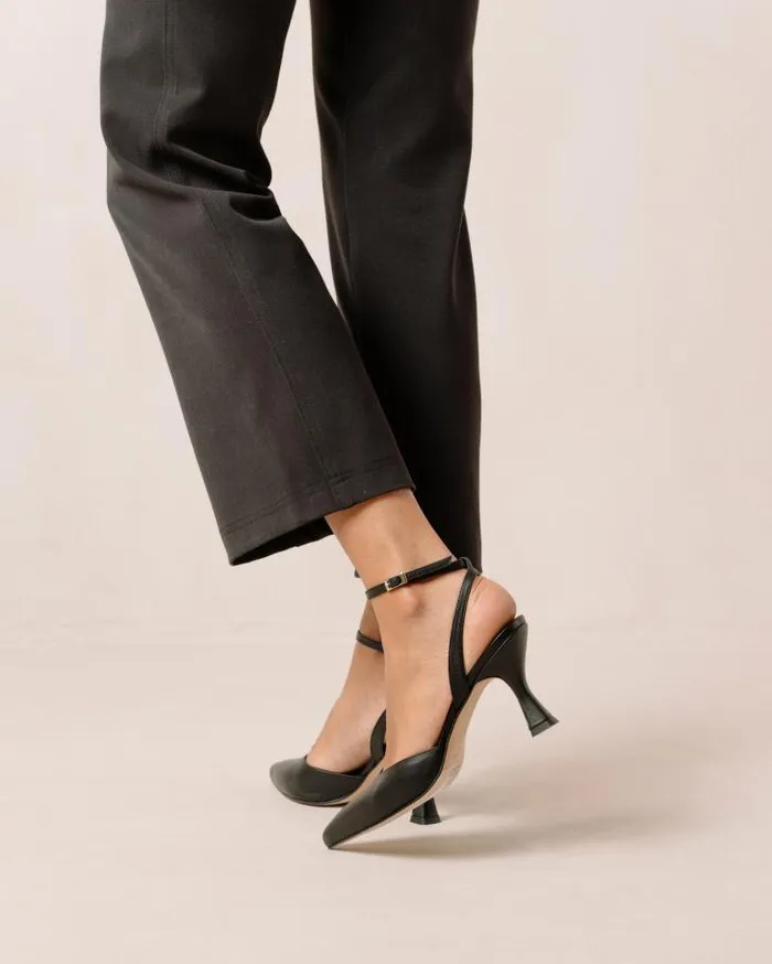 ALOHAS Heels Women Cinderella 8211 Black Leather Pumps