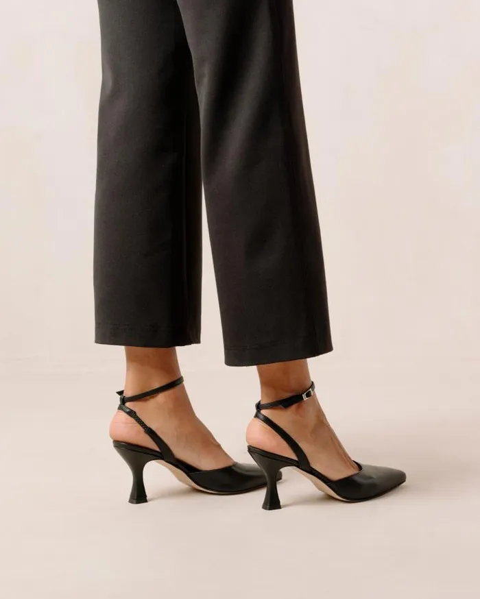 ALOHAS Heels Women Cinderella 8211 Black Leather Pumps