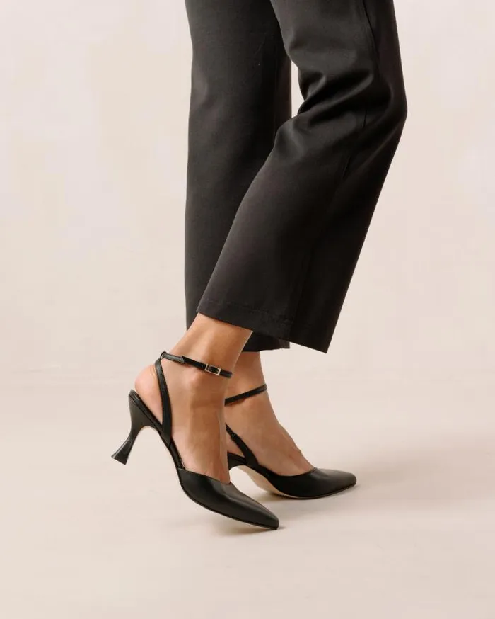 ALOHAS Heels Women Cinderella 8211 Black Leather Pumps