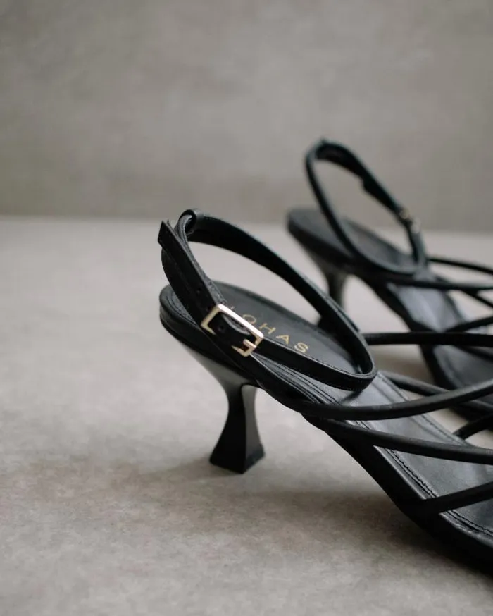 ALOHAS Heels Women Ginza 8211 Black Leather Sandals