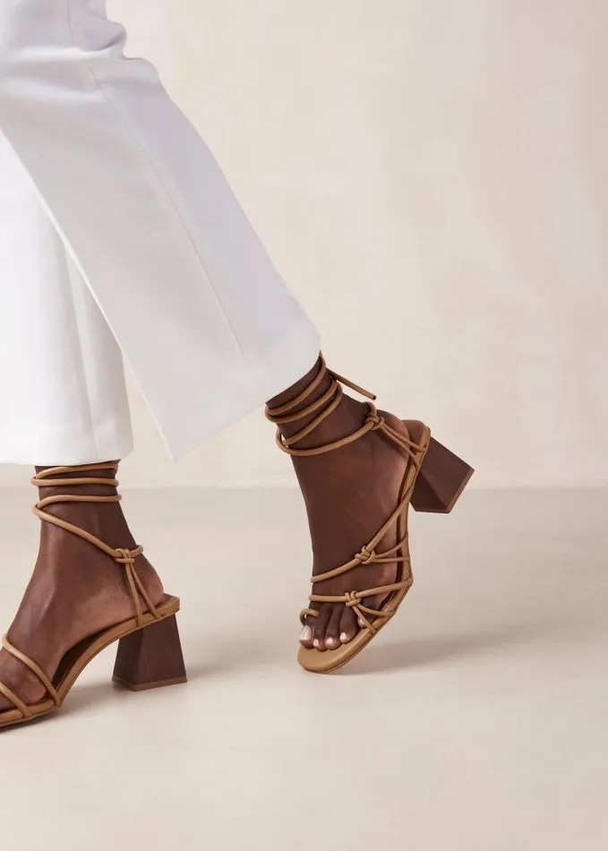 ALOHAS Heels Women Goldie 8211 Brown Vegan Leather Sandals