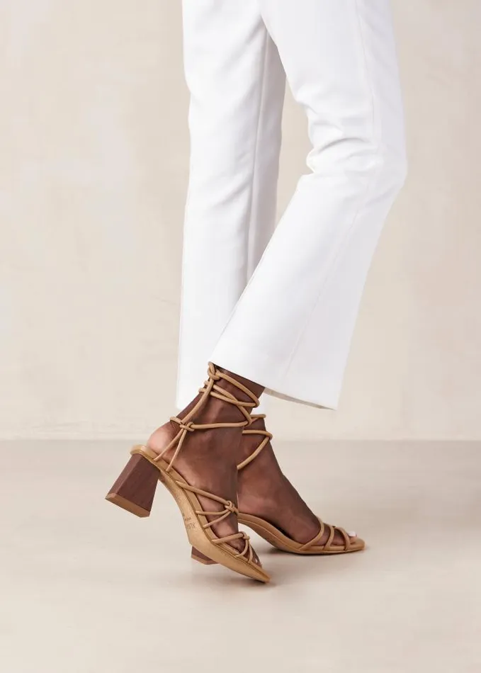 ALOHAS Heels Women Goldie 8211 Brown Vegan Leather Sandals