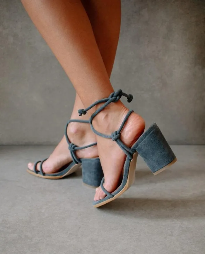 ALOHAS Heels Women Grace 8211 Gray Suede Sandals