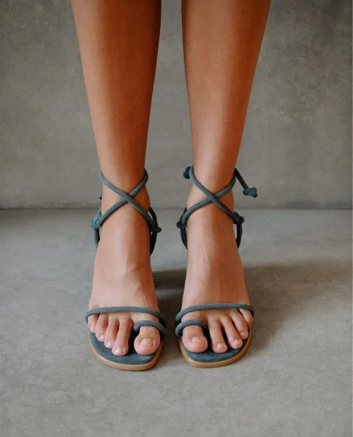 ALOHAS Heels Women Grace 8211 Gray Suede Sandals