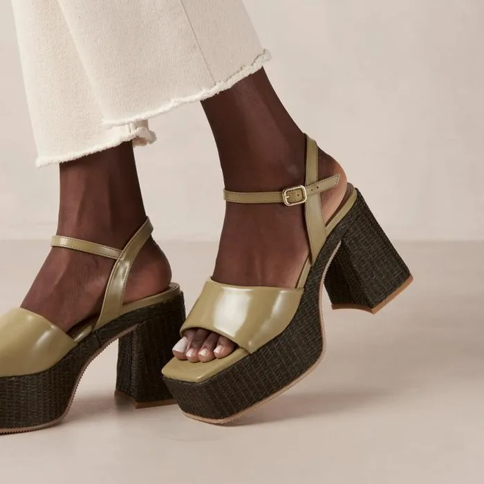 ALOHAS Heels Women Jazzy 8211 Green Vegan Sandals