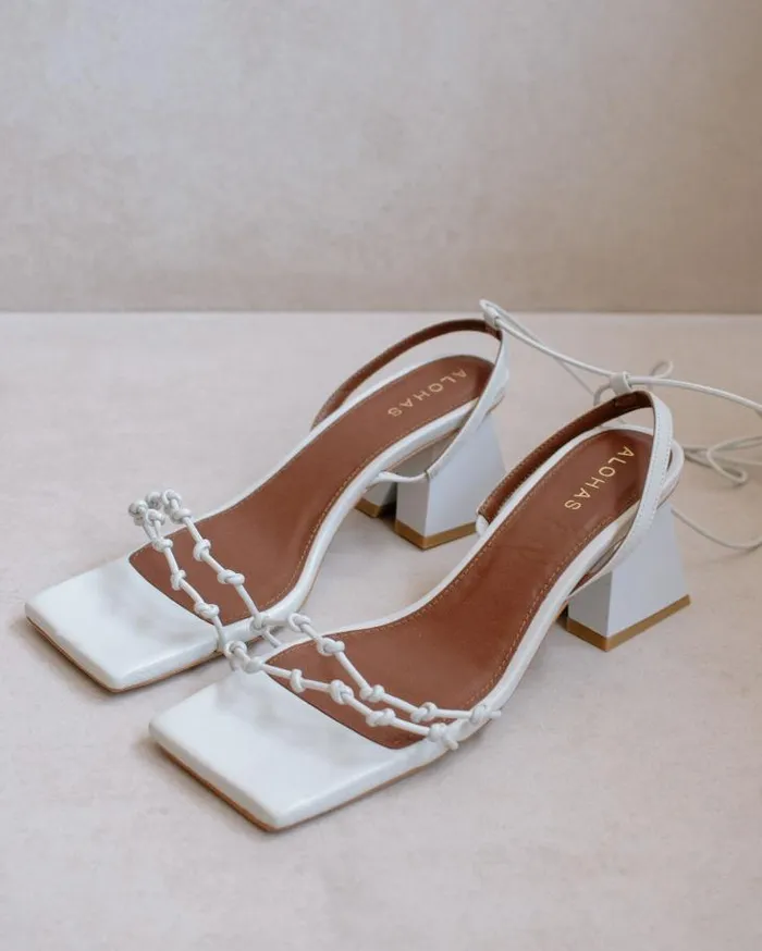 ALOHAS Heels Women Juniper 8211 White Leather Sandals