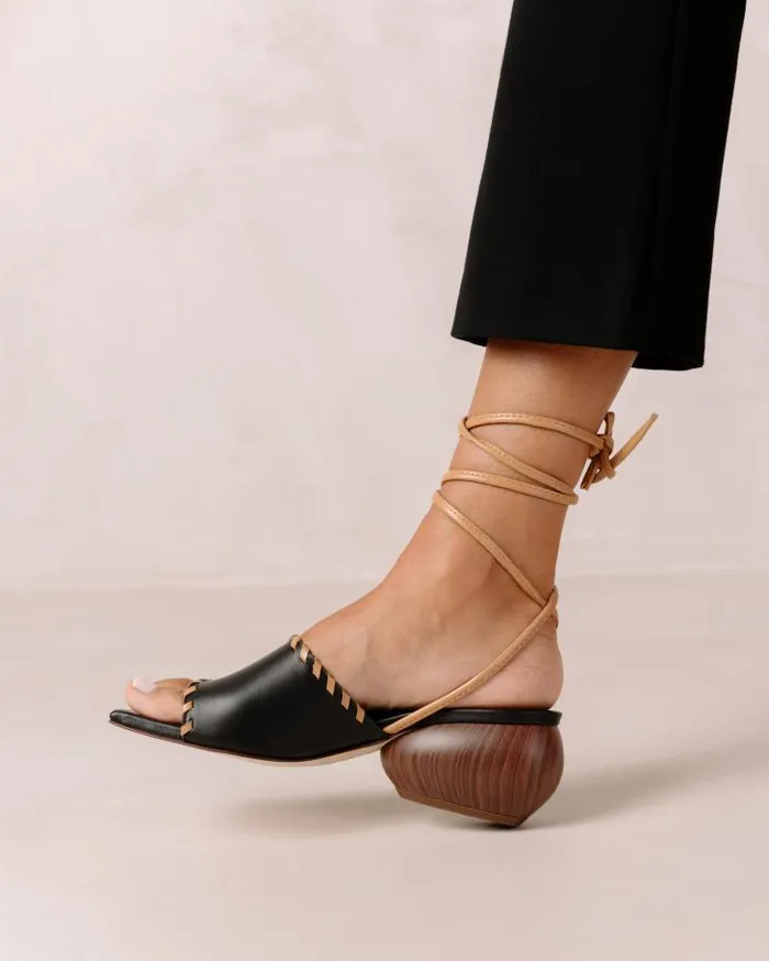 ALOHAS Heels Women Kitty 8211 Black Leather Sandals