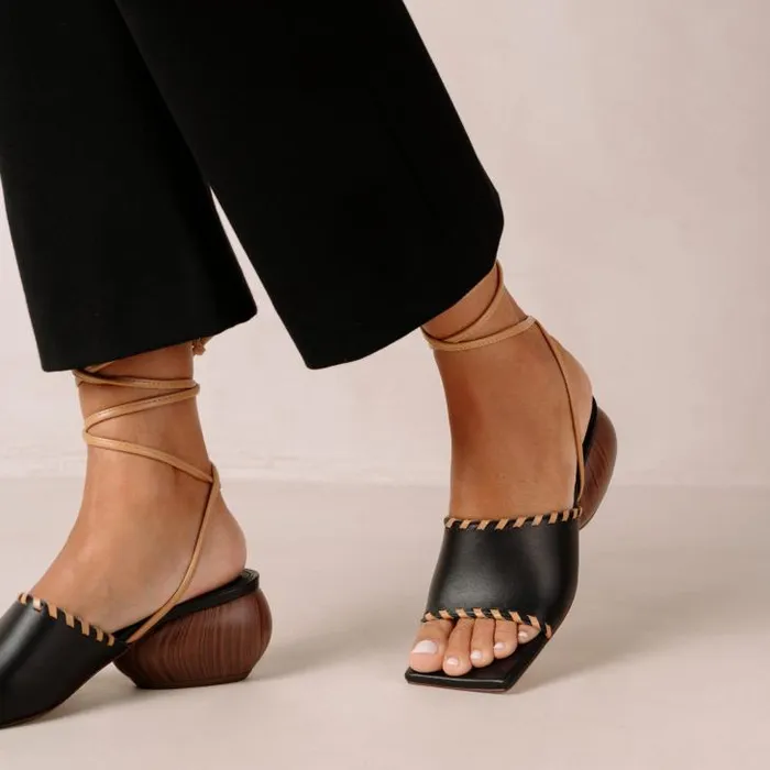 ALOHAS Heels Women Kitty 8211 Black Leather Sandals