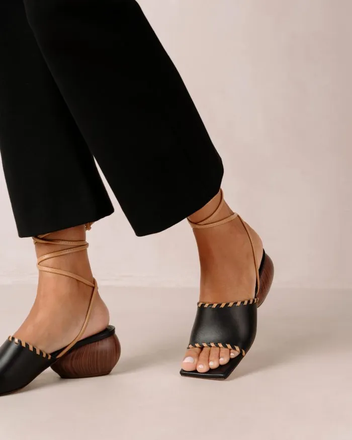ALOHAS Heels Women Kitty 8211 Black Leather Sandals