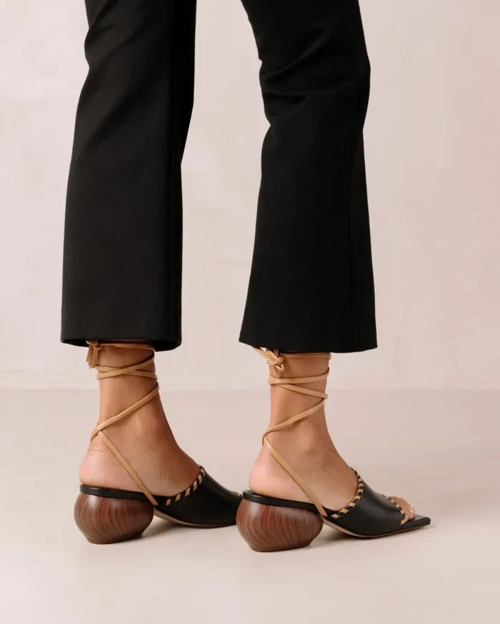 ALOHAS Heels Women Kitty 8211 Black Leather Sandals