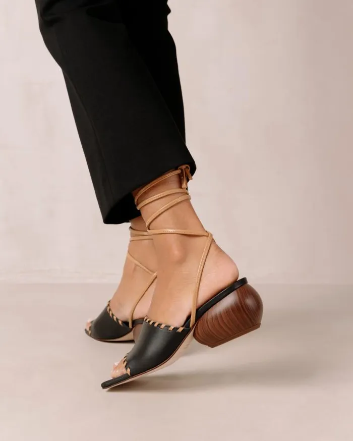 ALOHAS Heels Women Kitty 8211 Black Leather Sandals