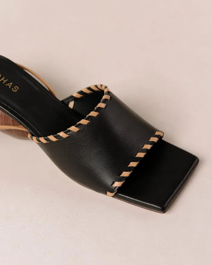 ALOHAS Heels Women Kitty 8211 Black Leather Sandals