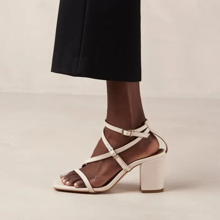 ALOHAS Heels Women Manhattan 8211 White Leather Sandals