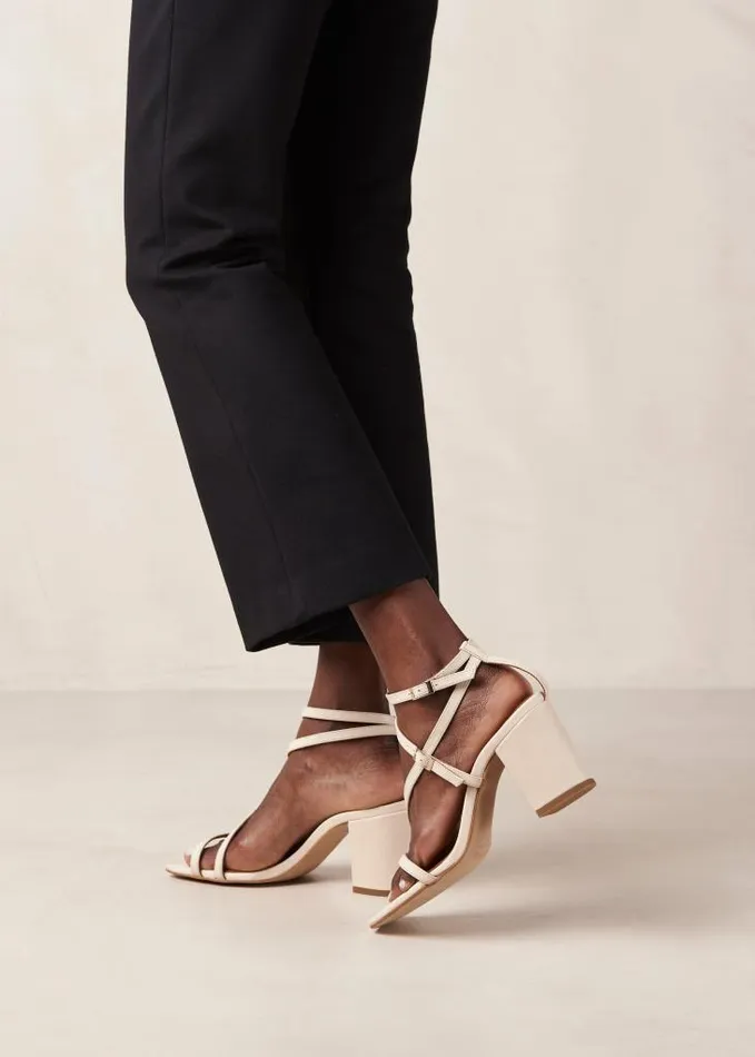 ALOHAS Heels Women Manhattan 8211 White Leather Sandals