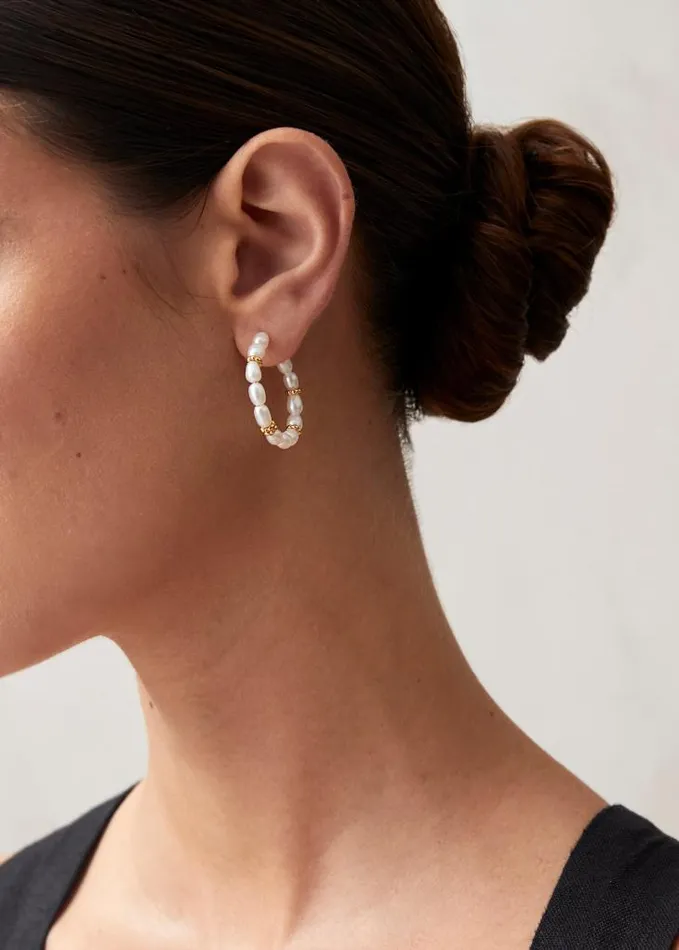 ALOHAS Jewelry Women Addie 8211 Pearl Hoop Earrings