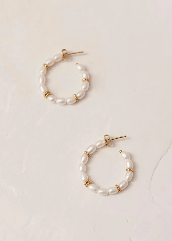 ALOHAS Jewelry Women Addie 8211 Pearl Hoop Earrings
