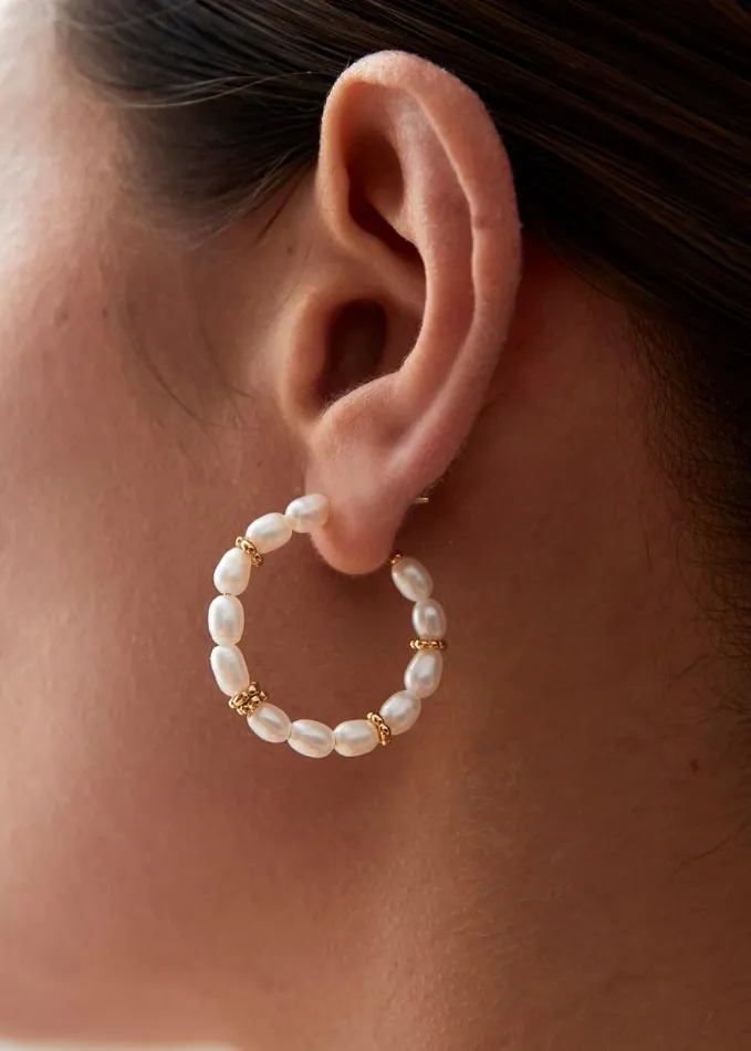ALOHAS Jewelry Women Addie 8211 Pearl Hoop Earrings