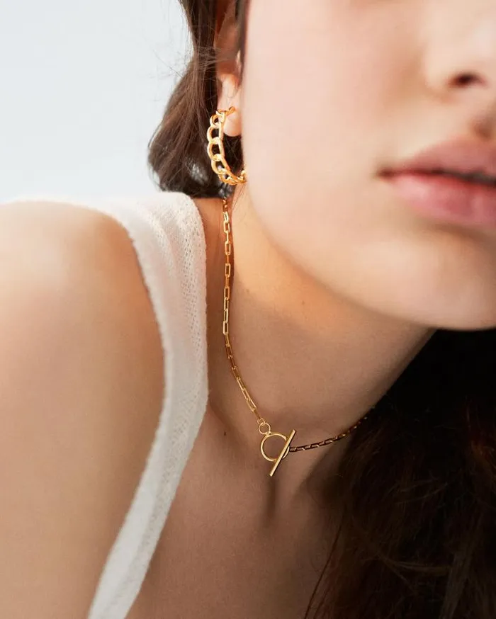 ALOHAS Jewelry Women Chain Large 8211 Gold Earrings