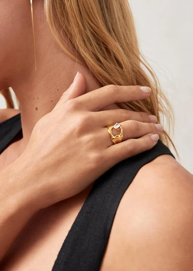ALOHAS Jewelry Women Cortex 8211 Gold And Crystal Ring