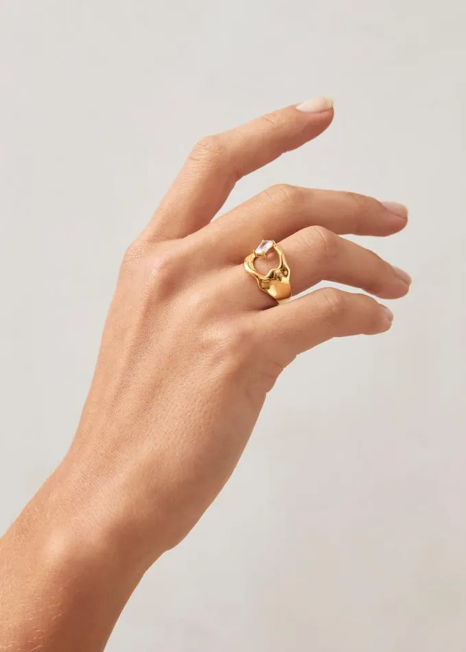 ALOHAS Jewelry Women Cortex 8211 Gold And Crystal Ring