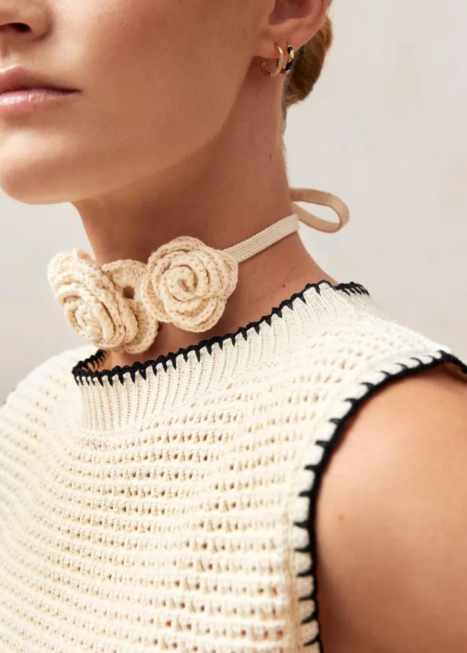 ALOHAS Jewelry Women Fleur 8211 Cream Cotton Necklace