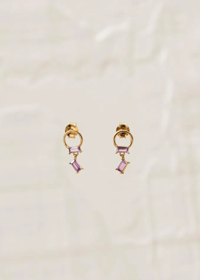 ALOHAS Jewelry Women Fountain 8211 Gold And Purple Crystal Earrings