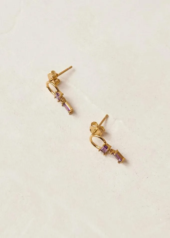 ALOHAS Jewelry Women Fountain 8211 Gold And Purple Crystal Earrings
